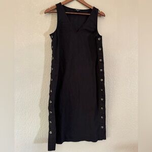 Madewell black cotton/linen side button dress